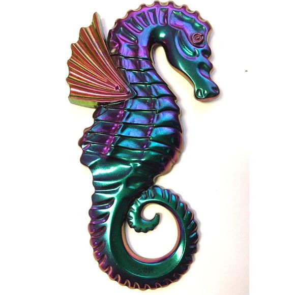 Seahorse Wall Decor Metallic Color Shift Coastal Art - Picture 2 of 10